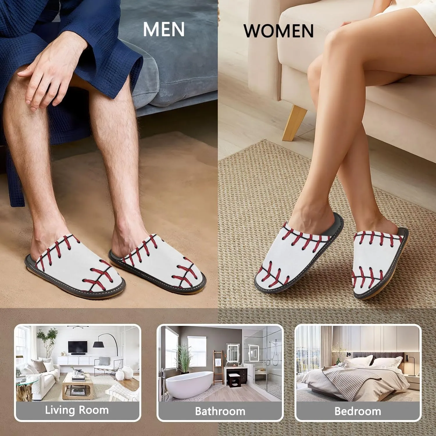 Women's Mens Cute Pattern Chic Cosy Slip-On Slippers,Casual Linning Breathable Memory Foam Scuff Winter House Bedroom Shoes Gift for Unisex Indoor/Outdoor Size 4-11