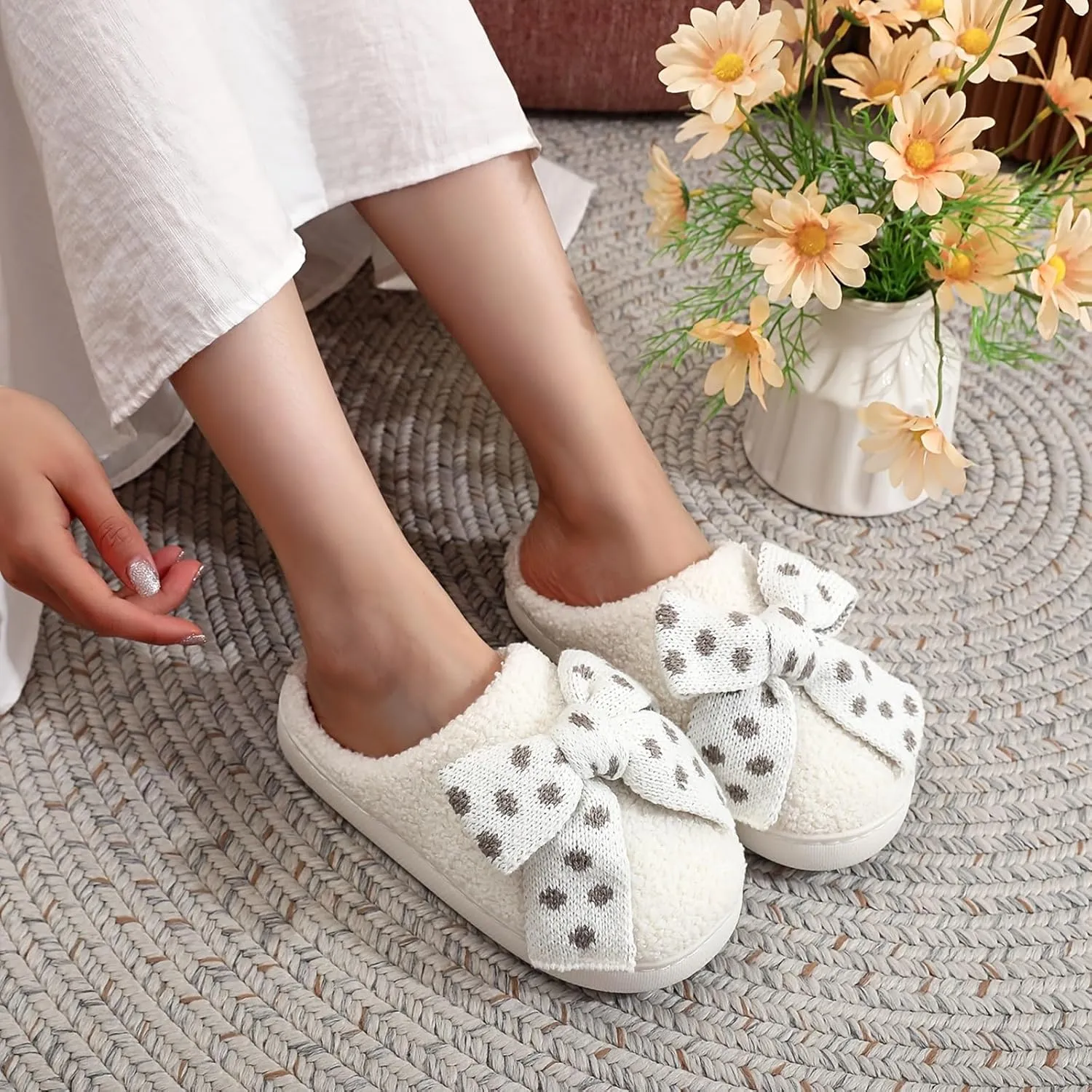 Womens Mens Plant Animal Fruit Slippers Retro Cozy Fluffy Plush Slipper Embroidered printing Warm Memory Foam Indoor Outdoor House Shoes