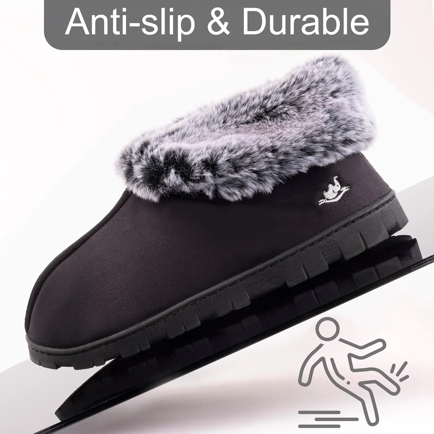 Women's Micro Suede Faux Fur Fleece Lined Cozy 80-D High-Density Memory Foam Winter Slipper Bootie Breathable House Shoes Non Skid Indoor Outdoor Sole