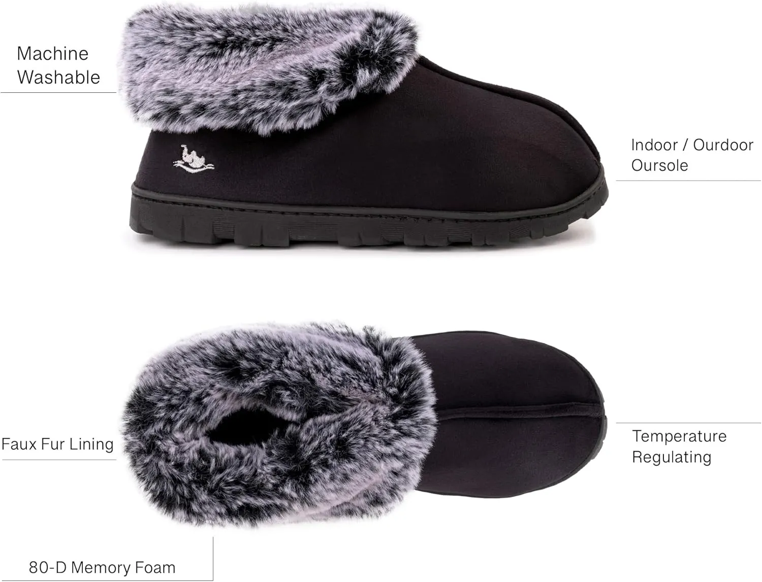 Women's Micro Suede Faux Fur Fleece Lined Cozy 80-D High-Density Memory Foam Winter Slipper Bootie Breathable House Shoes Non Skid Indoor Outdoor Sole