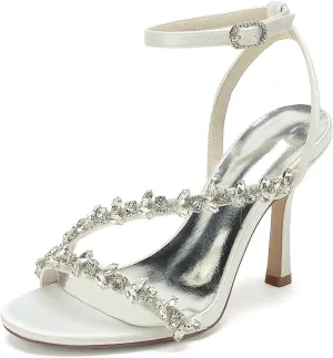 Women's Open Toe Ankle Strap Buckle Shoes Lace Dress High Shoes Wedding Bridal Evening Sandals