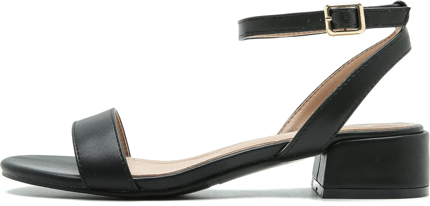 Women's Open Toe Ankle Strap Low Block Chunky Heels Sandals Party Dress Summer Shoes
