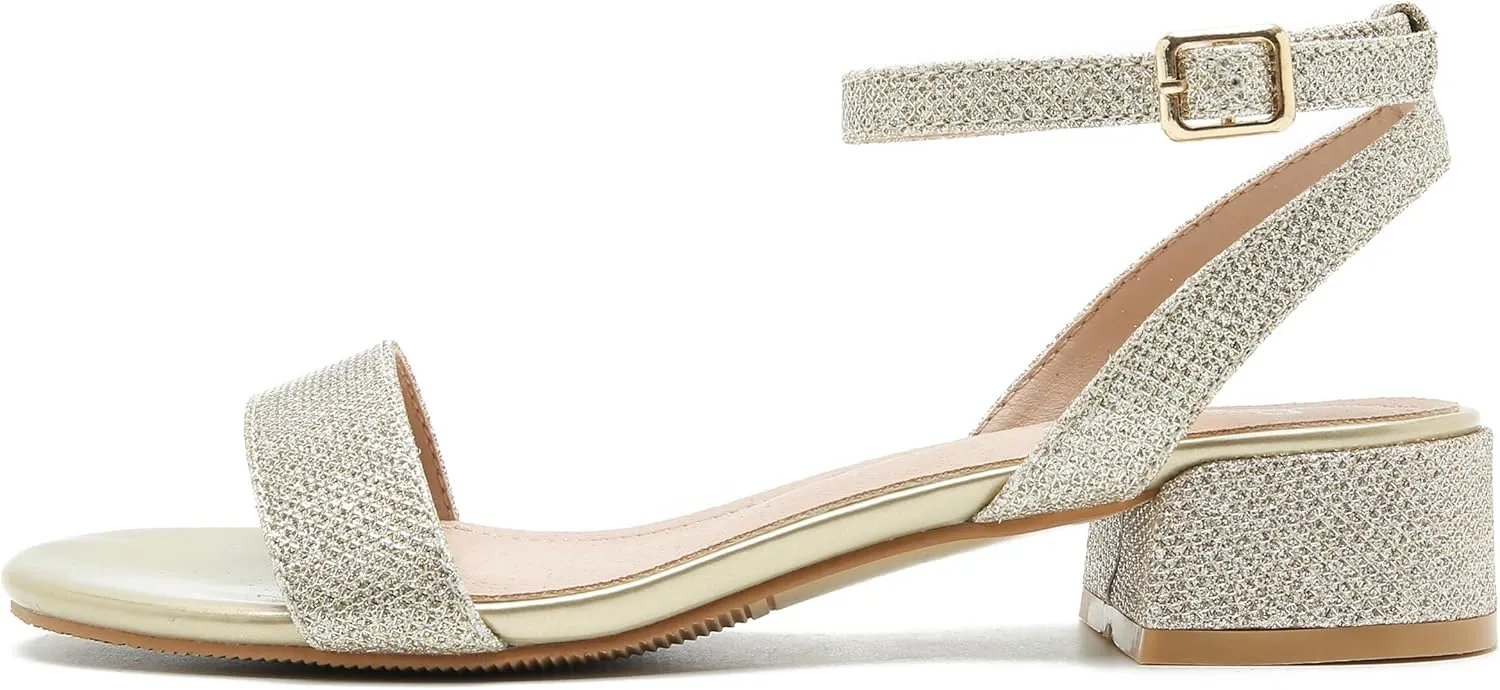 Women's Open Toe Ankle Strap Low Block Chunky Heels Sandals Party Dress Summer Shoes