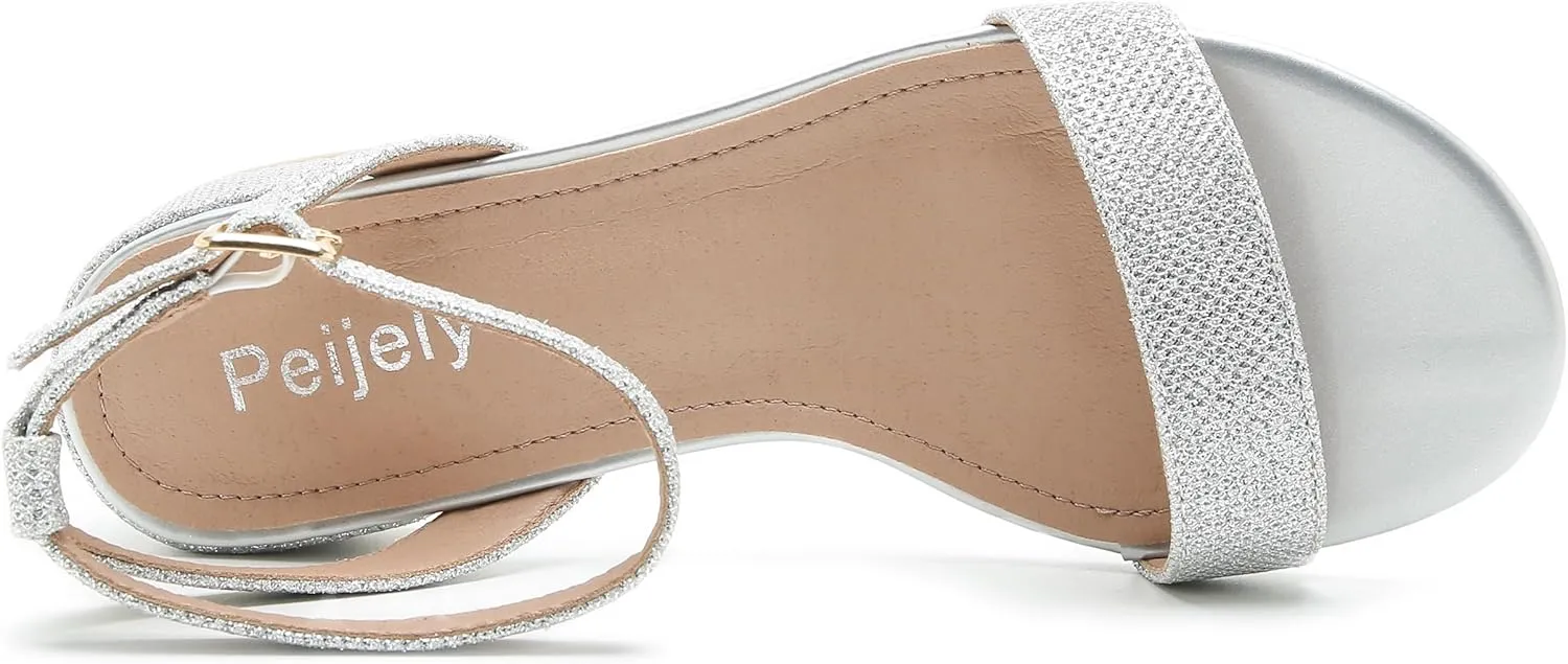 Women's Open Toe Ankle Strap Low Block Chunky Heels Sandals Party Dress Summer Shoes