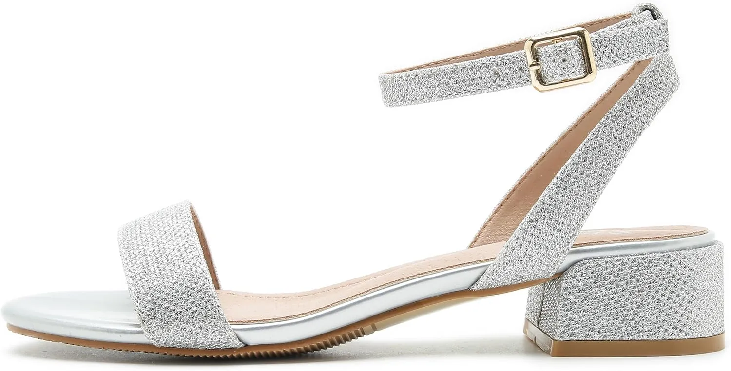 Women's Open Toe Ankle Strap Low Block Chunky Heels Sandals Party Dress Summer Shoes
