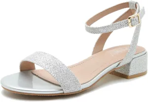 Women's Open Toe Ankle Strap Low Block Chunky Heels Sandals Party Dress Summer Shoes