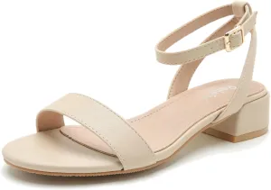 Women's Open Toe Ankle Strap Low Block Chunky Heels Sandals Party Dress Summer Shoes