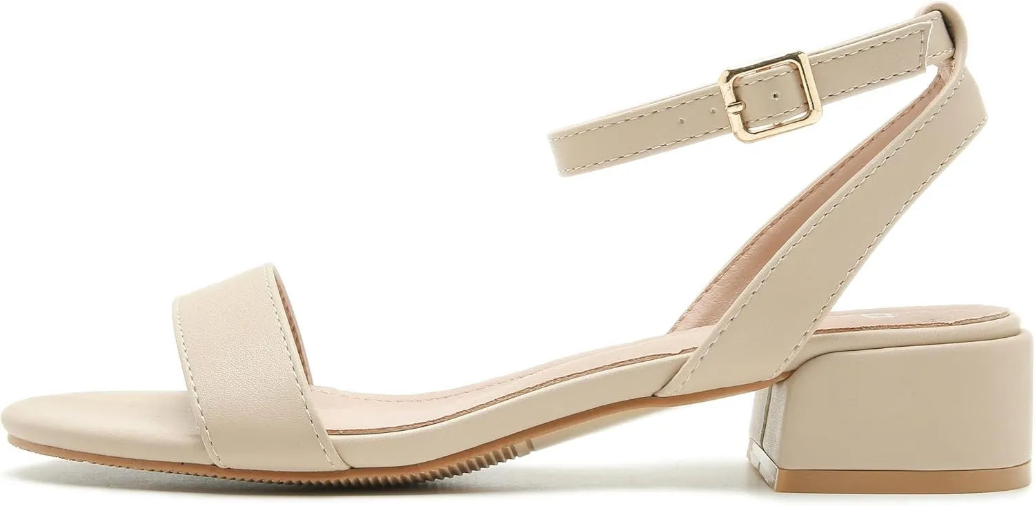 Women's Open Toe Ankle Strap Low Block Chunky Heels Sandals Party Dress Summer Shoes