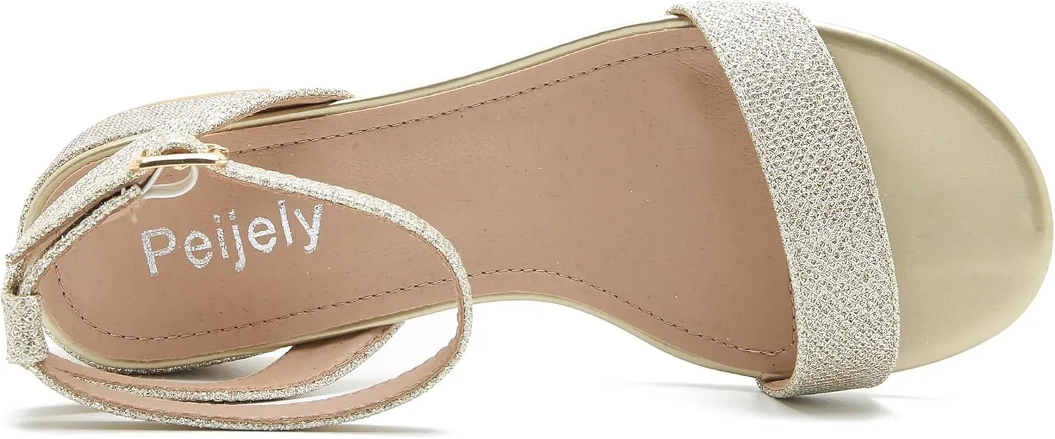 Women's Open Toe Ankle Strap Low Block Chunky Heels Sandals Party Dress Summer Shoes