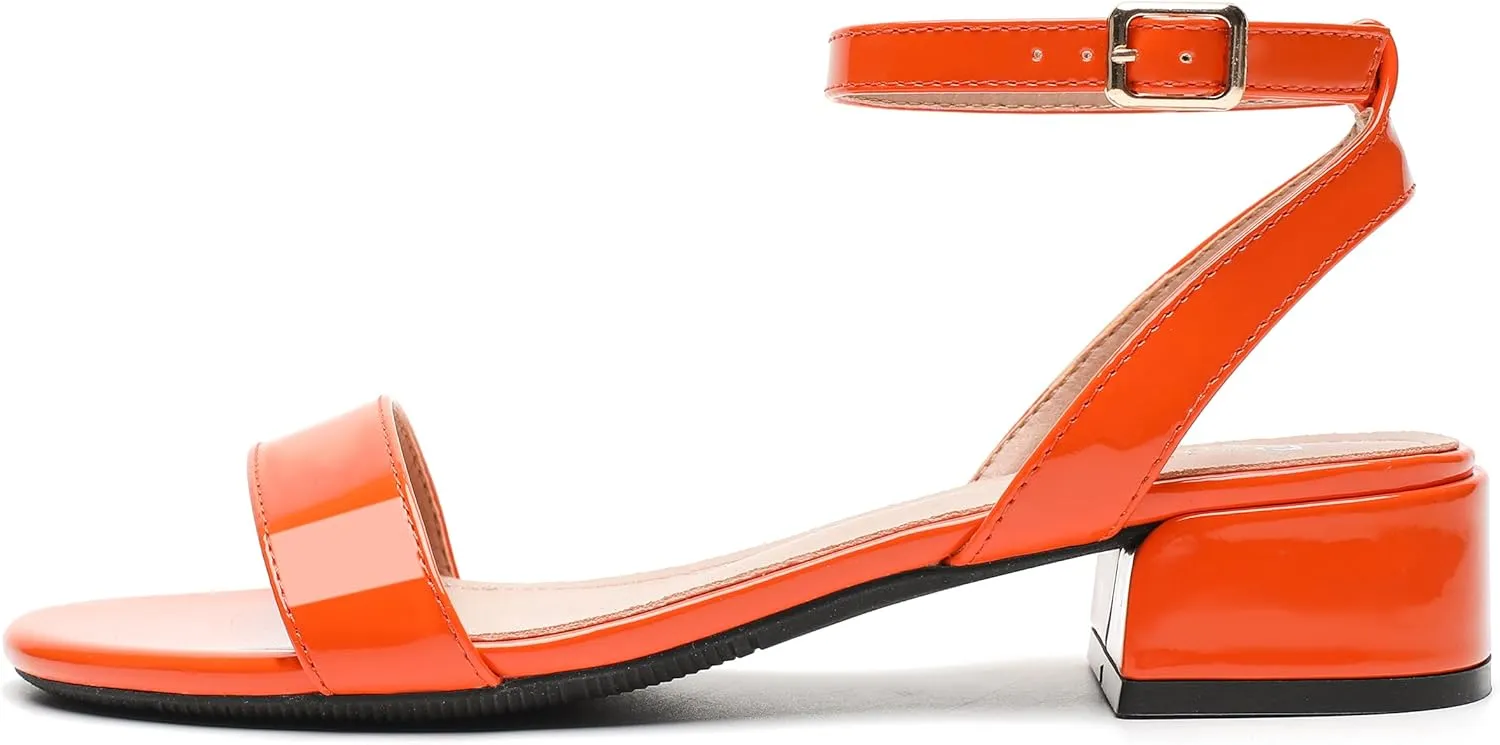 Women's Open Toe Ankle Strap Low Block Chunky Heels Sandals Party Dress Summer Shoes