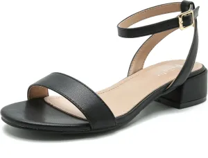 Women's Open Toe Ankle Strap Low Block Chunky Heels Sandals Party Dress Summer Shoes