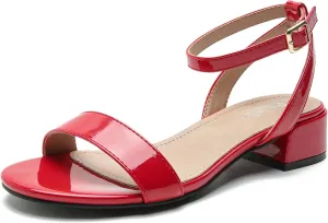 Women's Open Toe Ankle Strap Low Block Chunky Heels Sandals Party Dress Summer Shoes