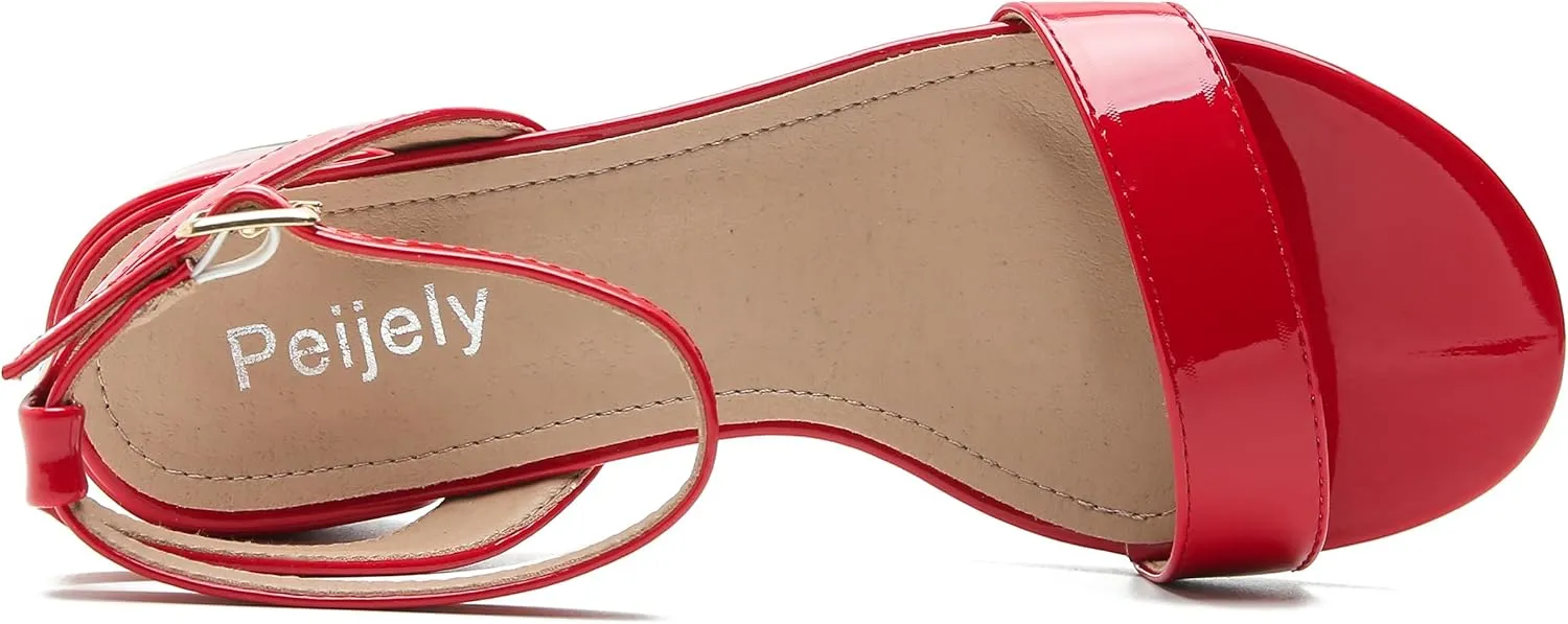 Women's Open Toe Ankle Strap Low Block Chunky Heels Sandals Party Dress Summer Shoes