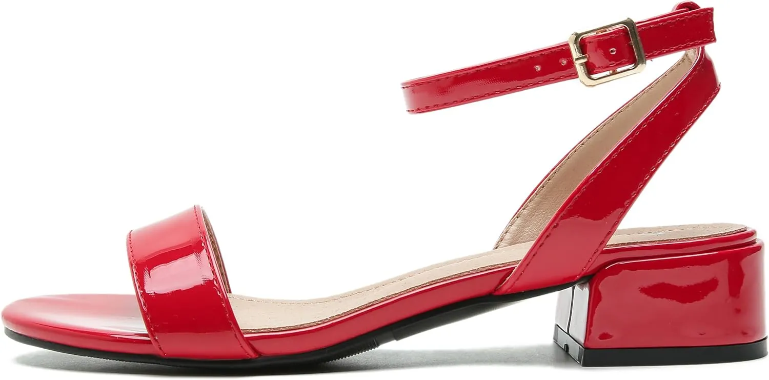 Women's Open Toe Ankle Strap Low Block Chunky Heels Sandals Party Dress Summer Shoes