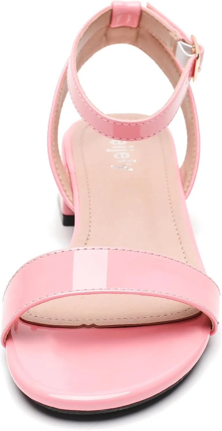 Women's Open Toe Ankle Strap Low Block Chunky Heels Sandals Party Dress Summer Shoes
