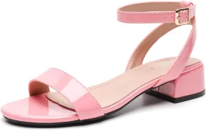 Women's Open Toe Ankle Strap Low Block Chunky Heels Sandals Party Dress Summer Shoes