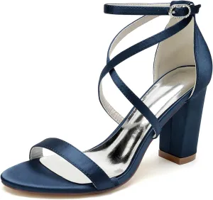 Womens Open Toe Crisscross Ankle Strap High Shoes Wedding Party Dress Shoes Heel Bridal Sandals