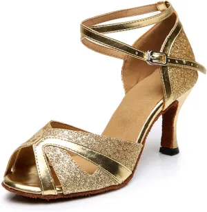 Women's Open Toe Latin Ballroom Dance Shoes Rumba Party Wedding Tango Dance Sandals QRX032