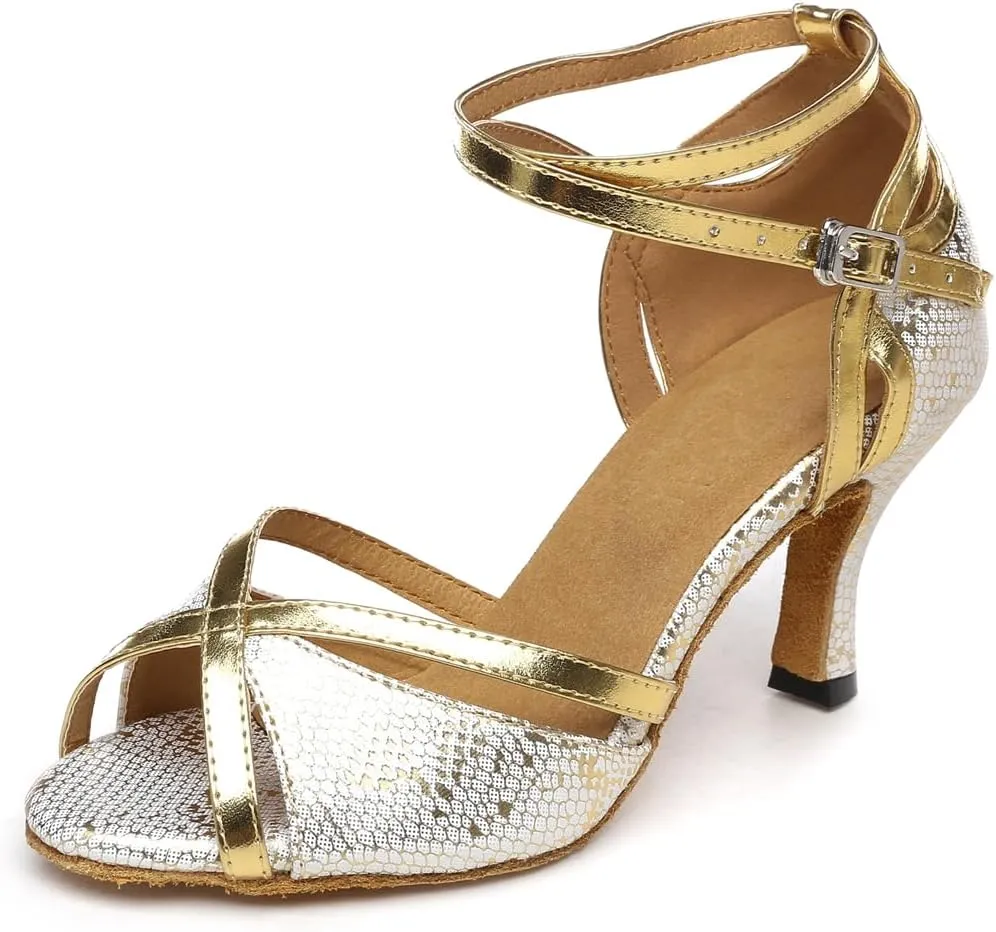 Women's Open Toe Latin Ballroom Dance Shoes Rumba Party Wedding Tango Dance Sandals QRX035