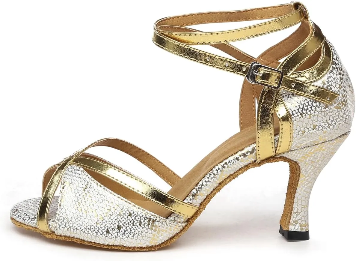 Women's Open Toe Latin Ballroom Dance Shoes Rumba Party Wedding Tango Dance Sandals QRX035