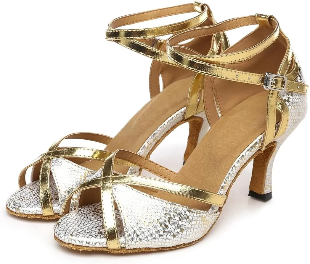 Women's Open Toe Latin Ballroom Dance Shoes Rumba Party Wedding Tango Dance Sandals QRX035