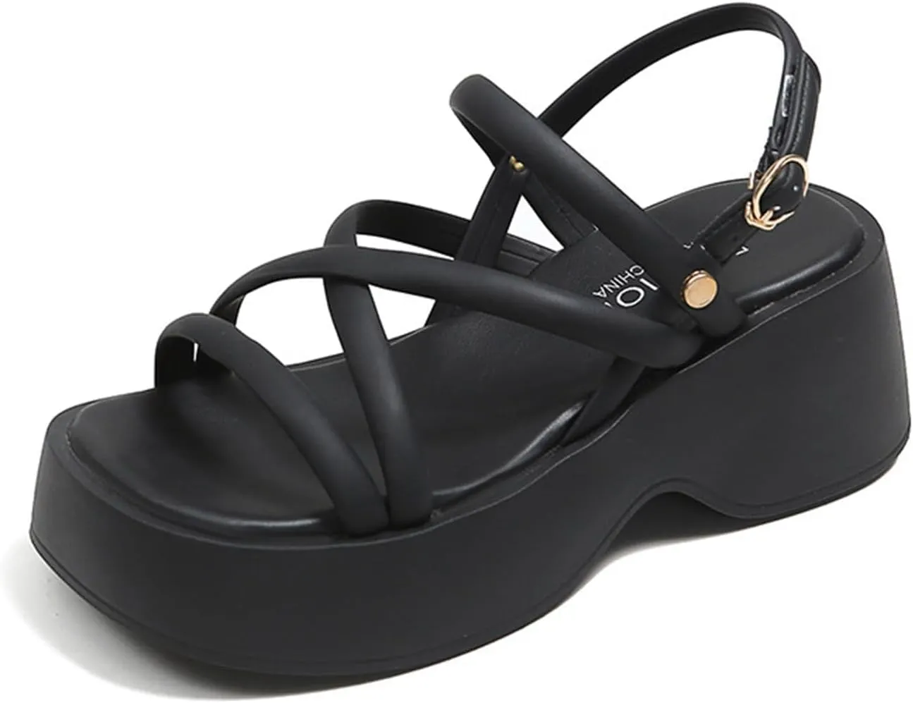 Women's Platform Chunky Heels Sandals with Adjustable Ankle Strap Wide Open Toe Roman Sandals for Wedding Work Party Dress
