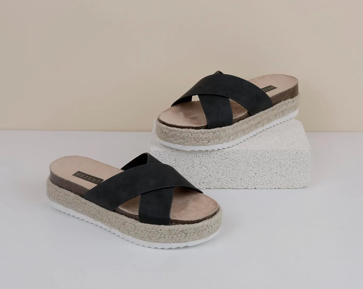Women'S Platform Sandals Slides Espadrilles Sandals Flatform Slippers Casual Platform Slides for Women Footbed Open Toe Wedges Sandals