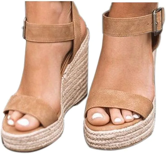 Women's Platform Sandals Wedge Ankle Strap Open Toe Sandals