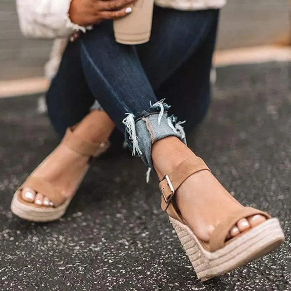 Women's Platform Sandals Wedge Ankle Strap Open Toe Sandals