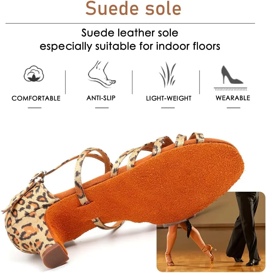 Women's Professional Latin Dance Shoes Open Toe Ballroom Salsa Practice Dance Performance Shoes