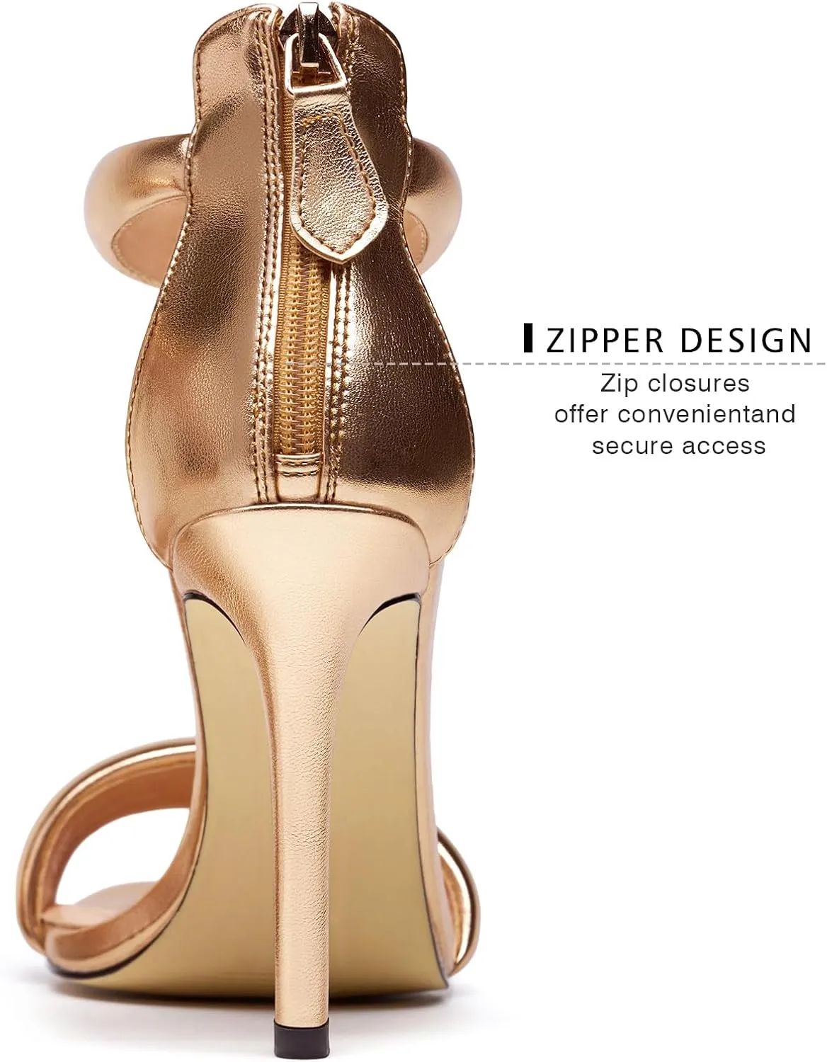 Women's Pump Open Toe Heel Sandals Back Zipper Round Ankle Strappy Stiletto Heels Sparkle Glitter Metallic Party Sexy Wedding Dressy Shoes