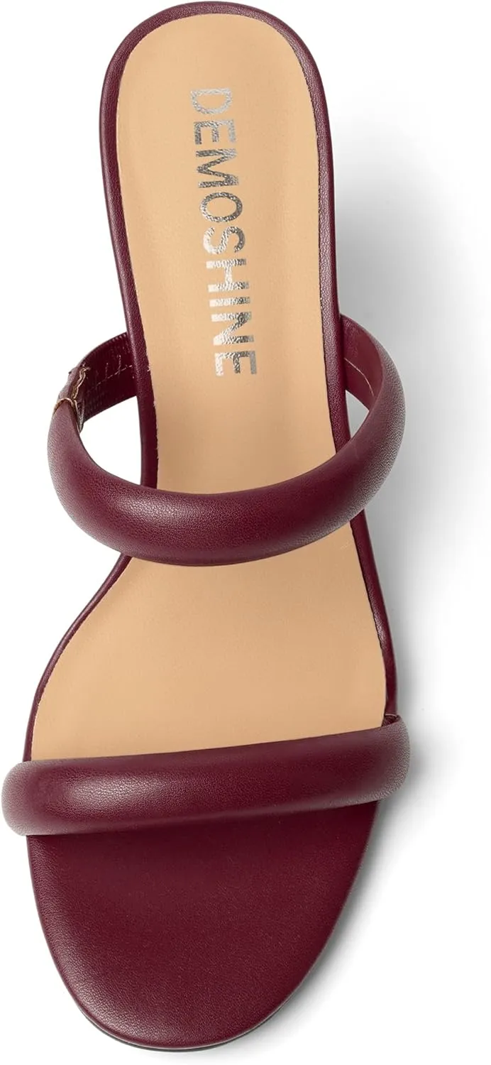 Womens Slip On Evening Matte Round Toe Open Toe Dress Block High Heel Heeled Sandals 3.3 Inch