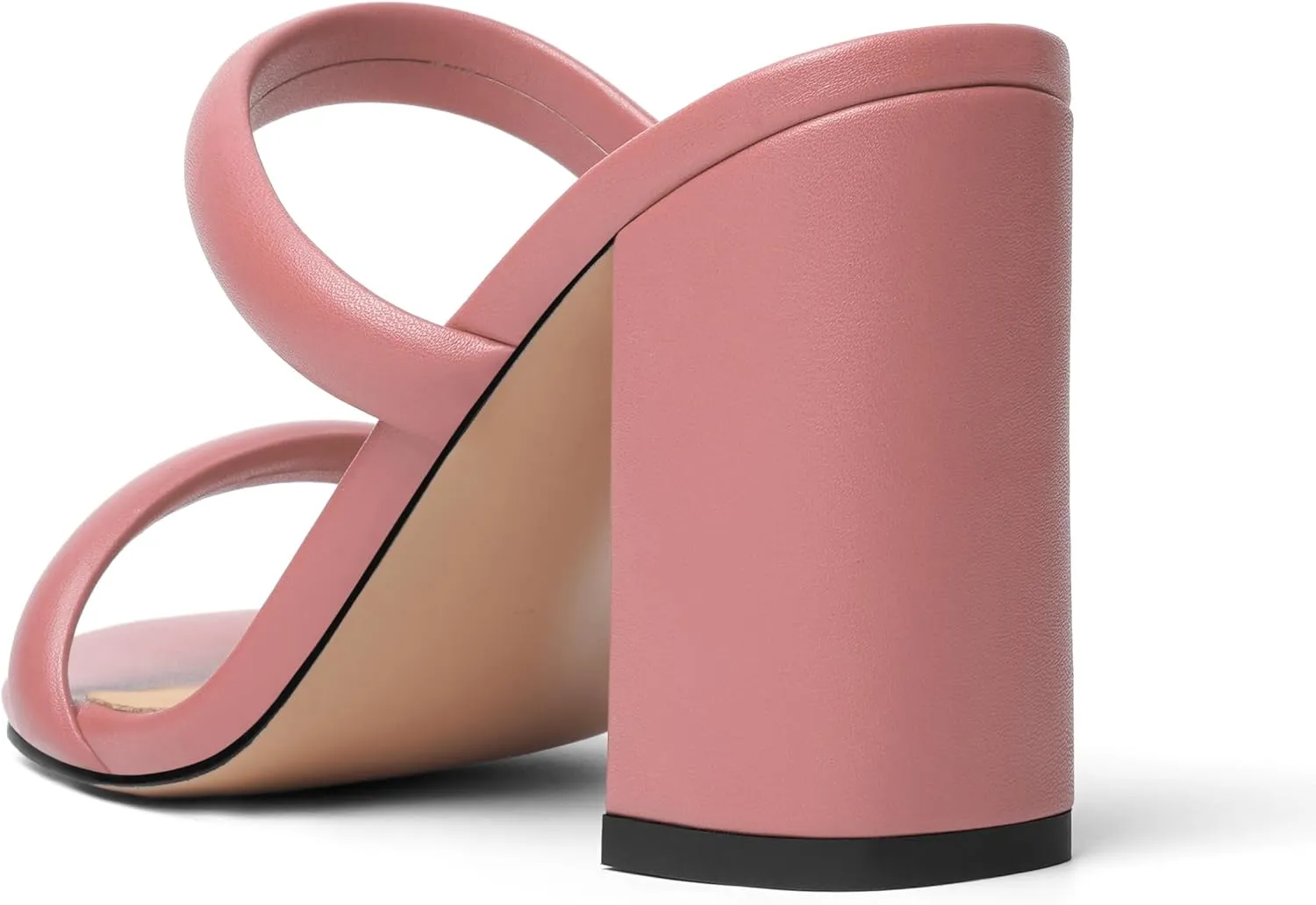 Womens Slip On Evening Matte Round Toe Open Toe Dress Block High Heel Heeled Sandals 3.3 Inch