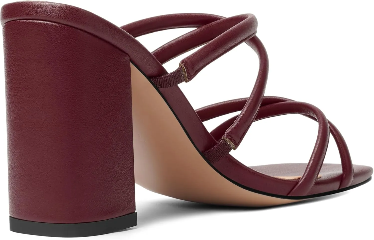 Womens Slip On Matte Open Toe Evening Dress Block High Heel Heeled Sandals 3.3 Inch