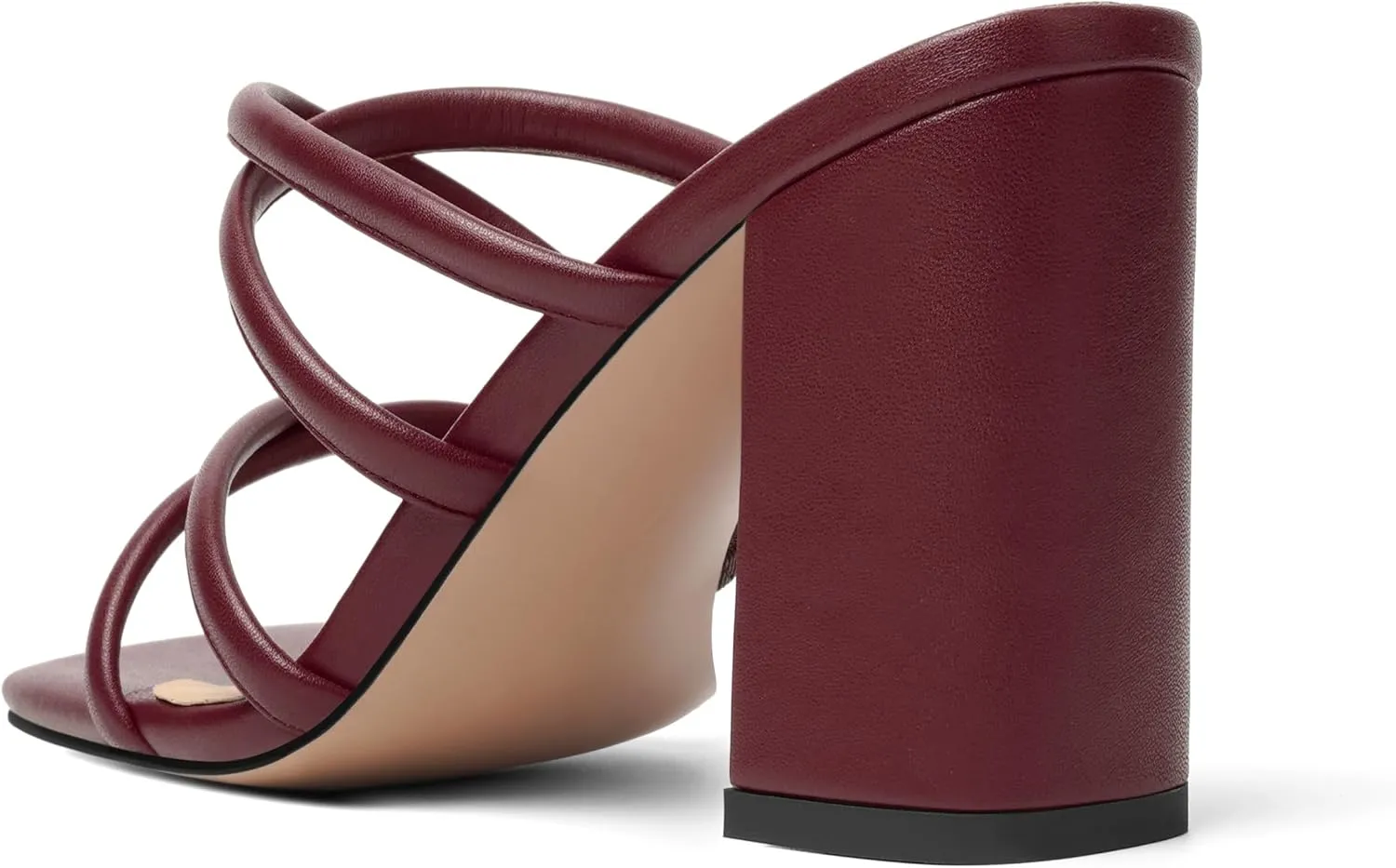 Womens Slip On Matte Open Toe Evening Dress Block High Heel Heeled Sandals 3.3 Inch