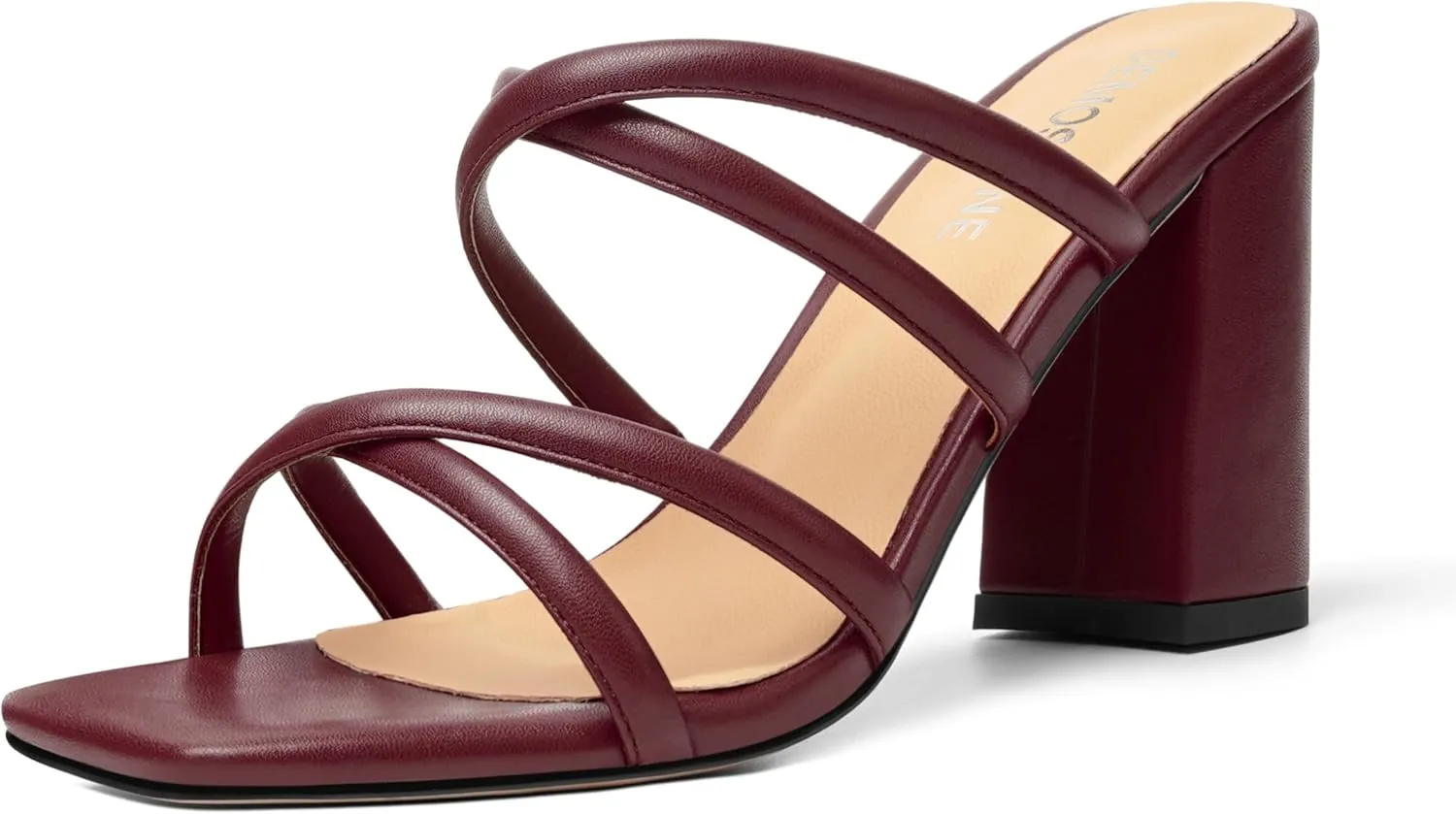 Womens Slip On Matte Open Toe Evening Dress Block High Heel Heeled Sandals 3.3 Inch