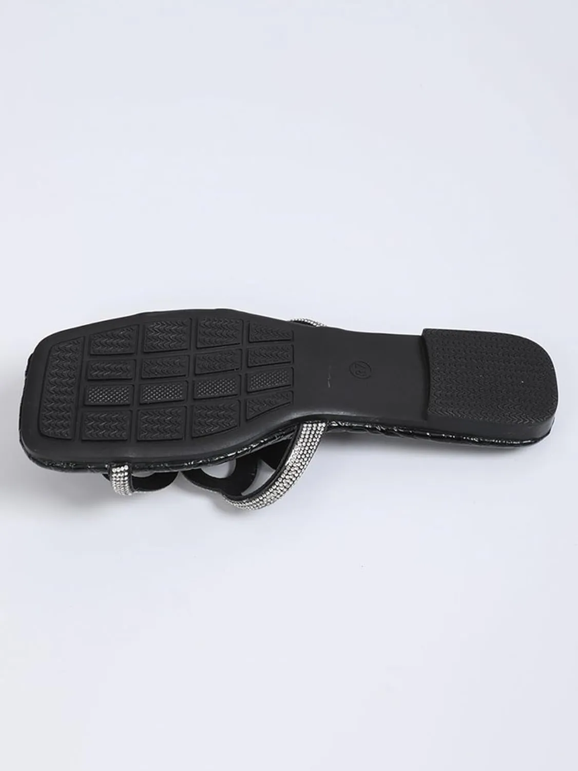 Women's Snake Embossed Rhinestone Sparkly Flat Sandals Casual Open Toe Slippers