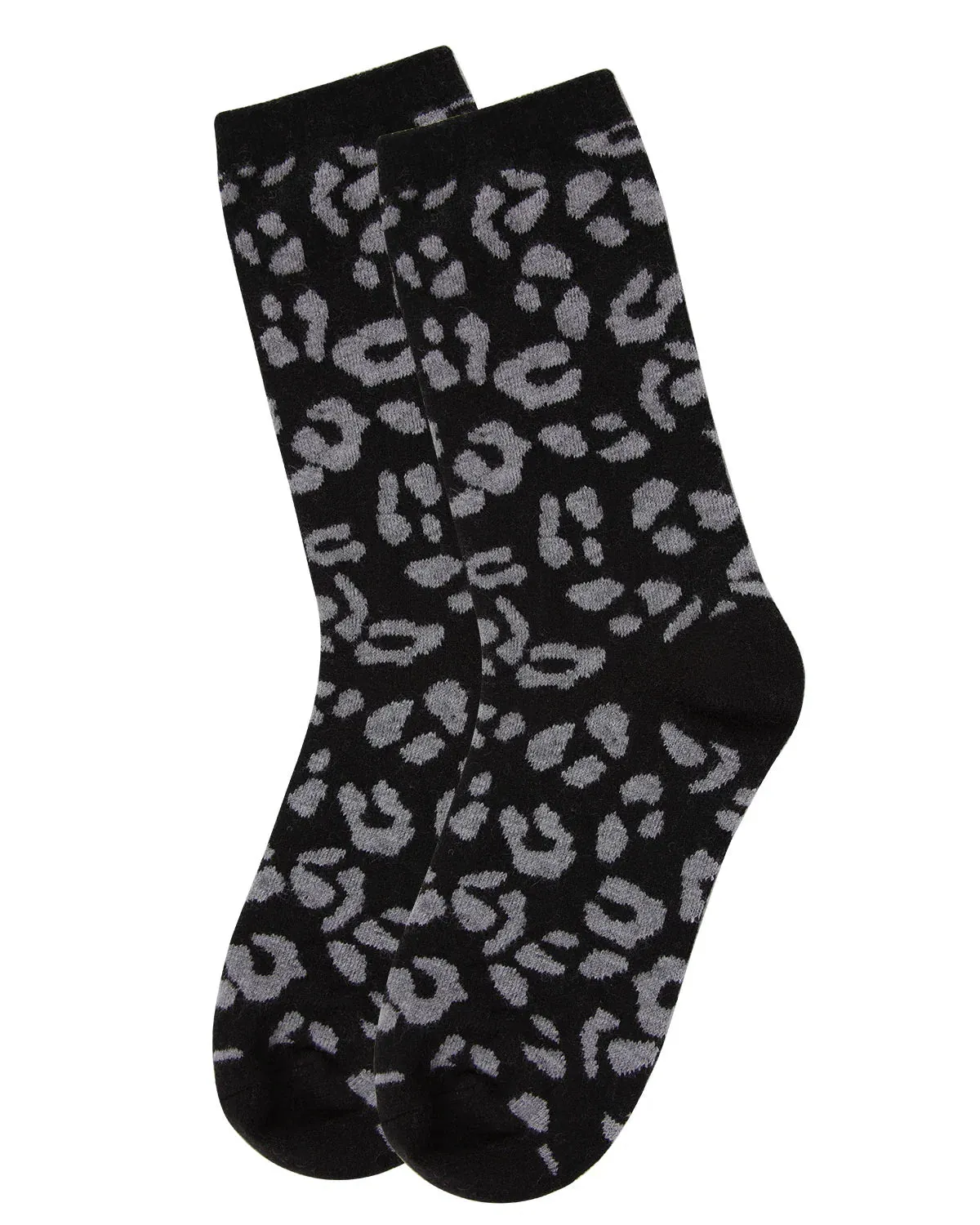 WOMEN'S SOFT LEOPARD ANIMAL PRINT CASHMERE BLEND CREW SOCKS