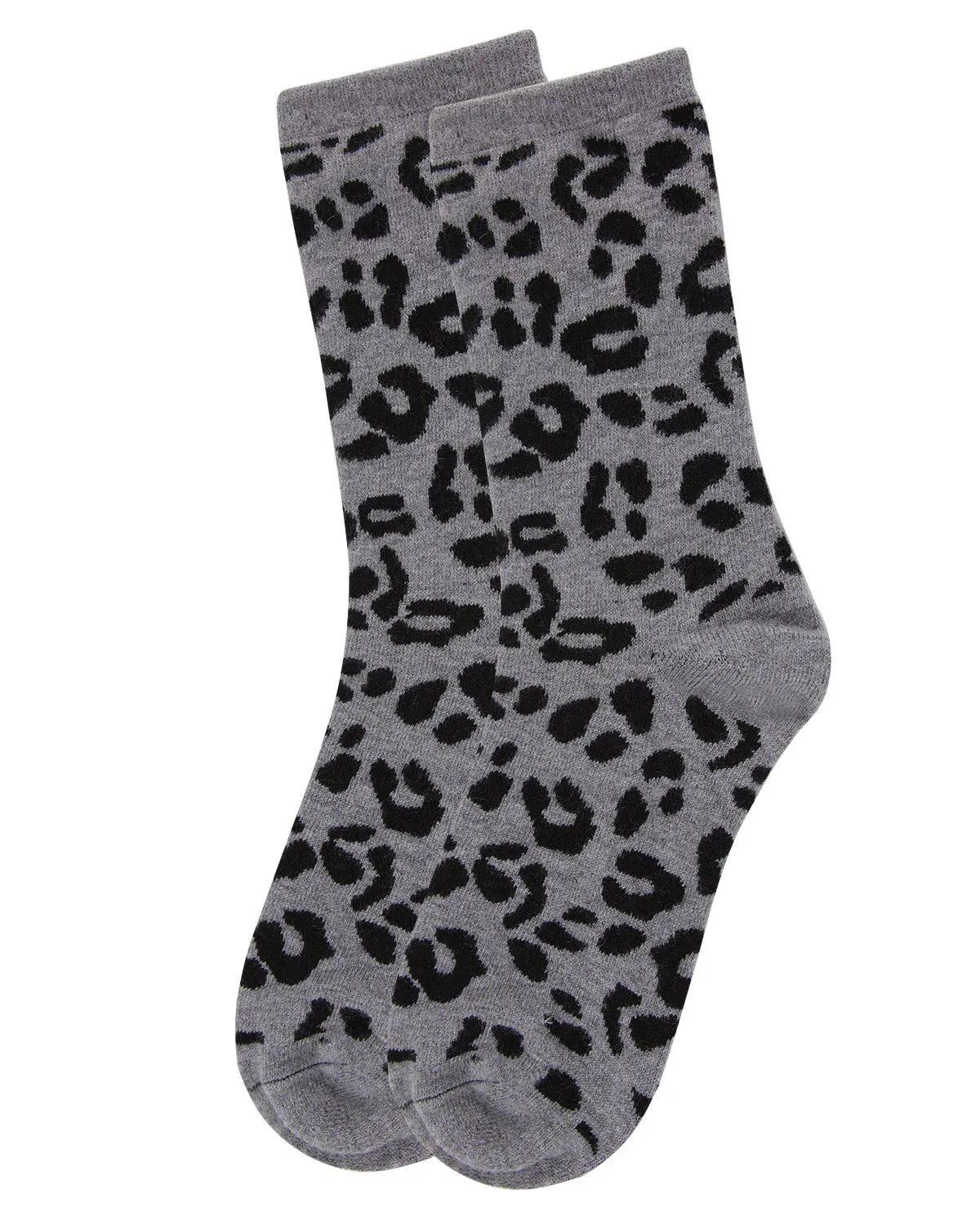 WOMEN'S SOFT LEOPARD ANIMAL PRINT CASHMERE BLEND CREW SOCKS