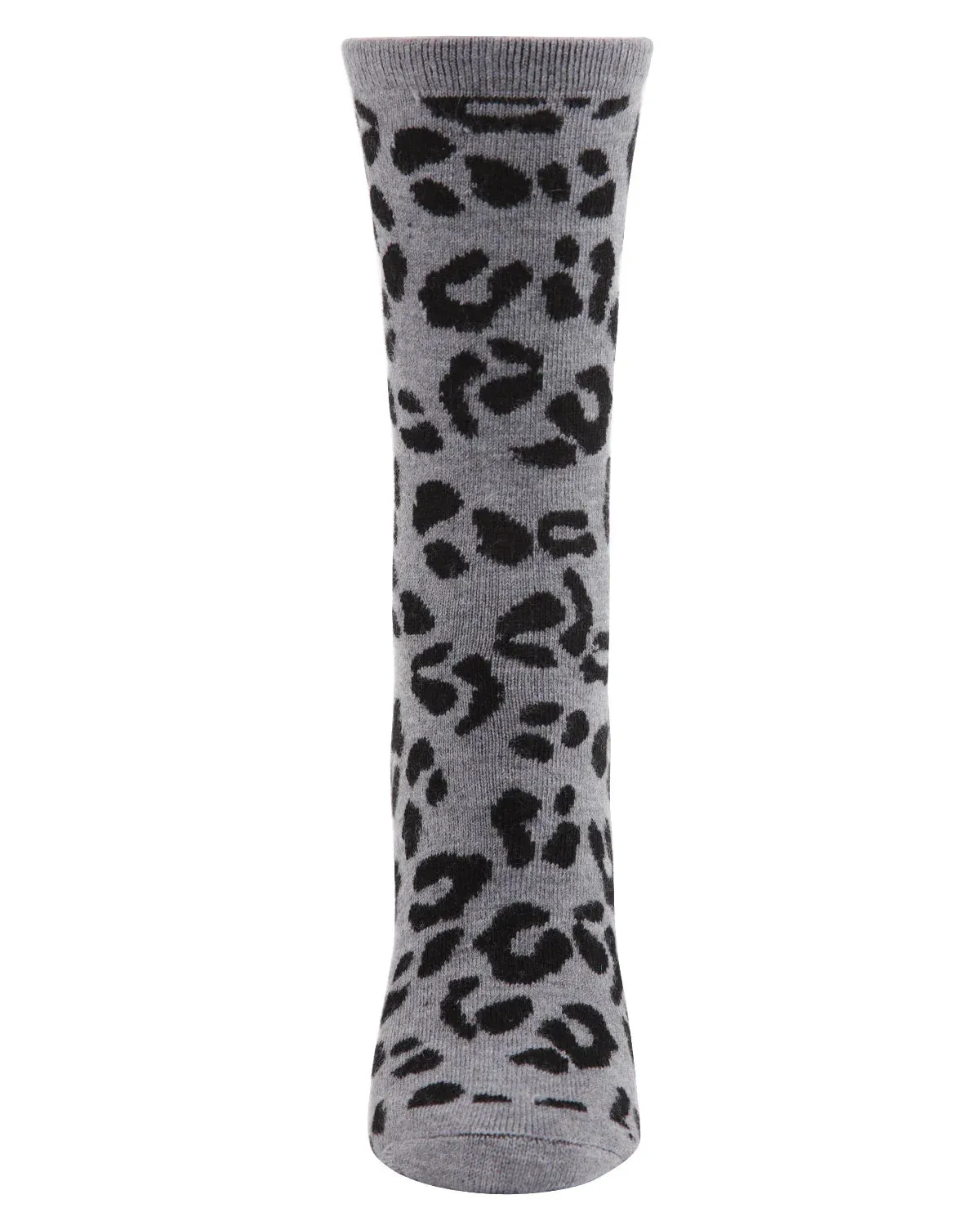 WOMEN'S SOFT LEOPARD ANIMAL PRINT CASHMERE BLEND CREW SOCKS