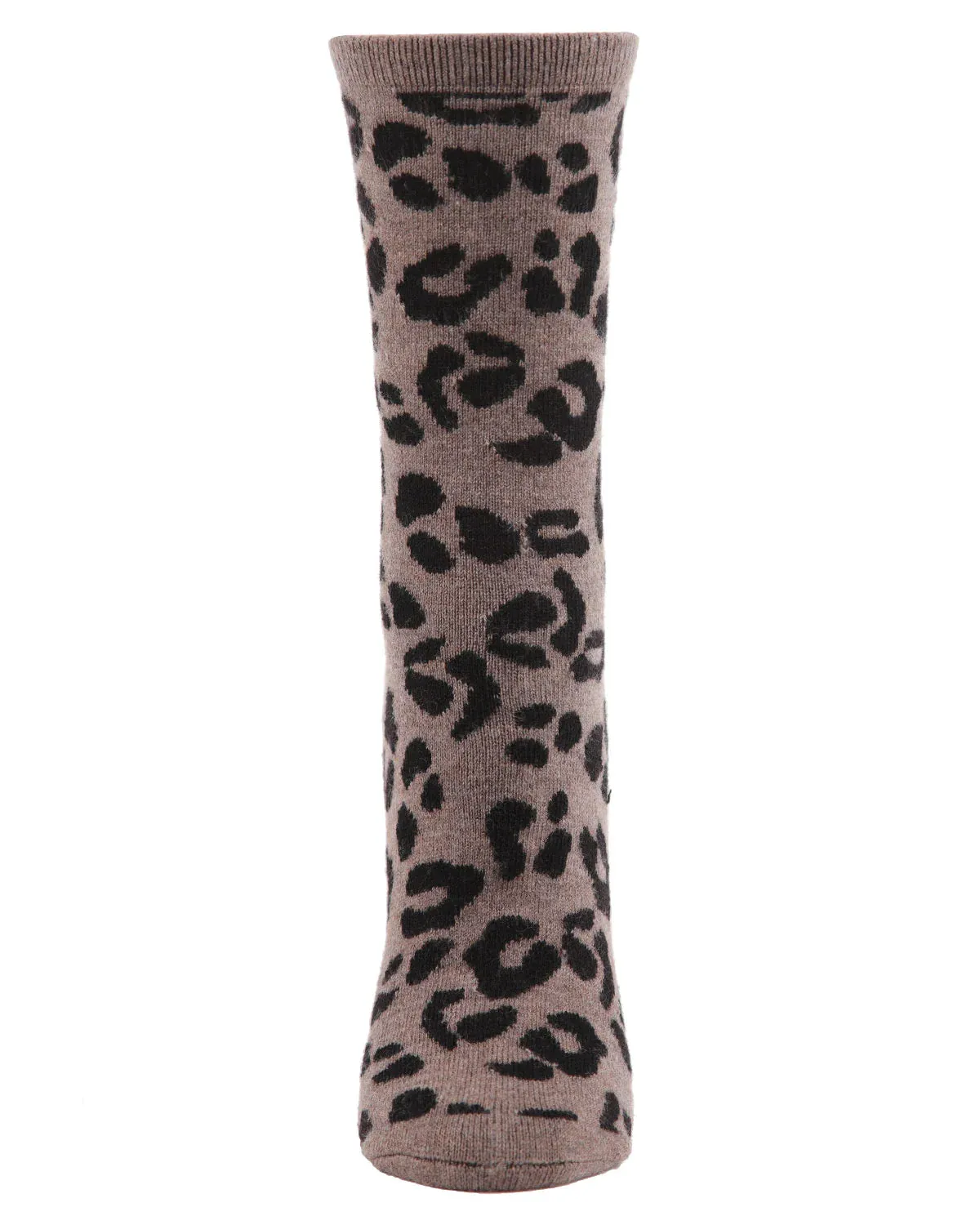 WOMEN'S SOFT LEOPARD ANIMAL PRINT CASHMERE BLEND CREW SOCKS