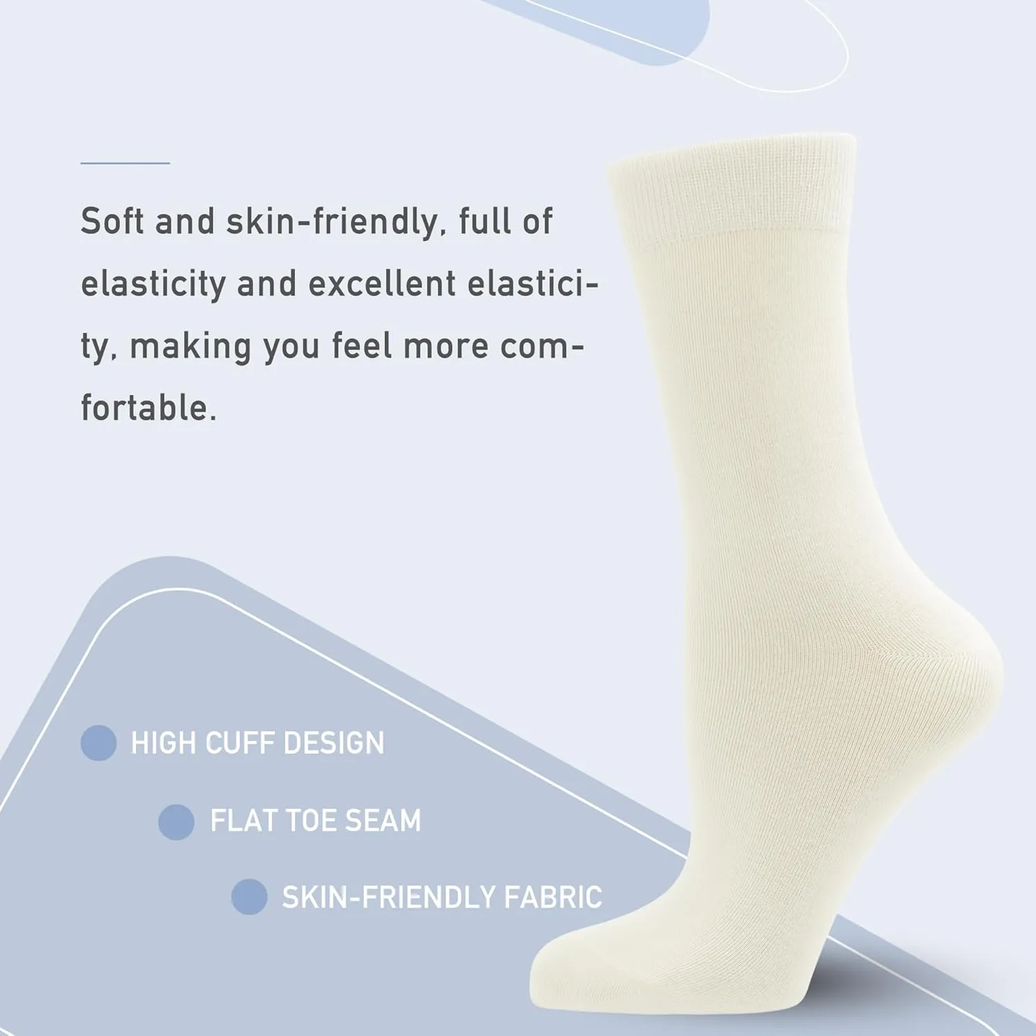 Women's Soft Thin Viscose Bamboo Crew Socks, Fit Stretchy Casual, Business, Dress Calf Sock 5 Pairs