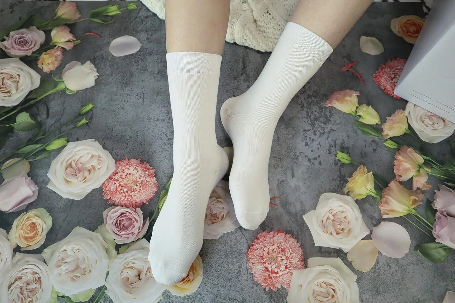 Women's Soft Thin Viscose Bamboo Crew Socks, Fit Stretchy Casual, Business, Dress Calf Sock 5 Pairs