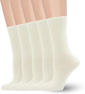 Women's Soft Thin Viscose Bamboo Crew Socks, Fit Stretchy Casual, Business, Dress Calf Sock 5 Pairs