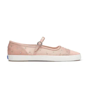 Women's Square Toe Mary Jane Sheer Mesh Jewels Peony