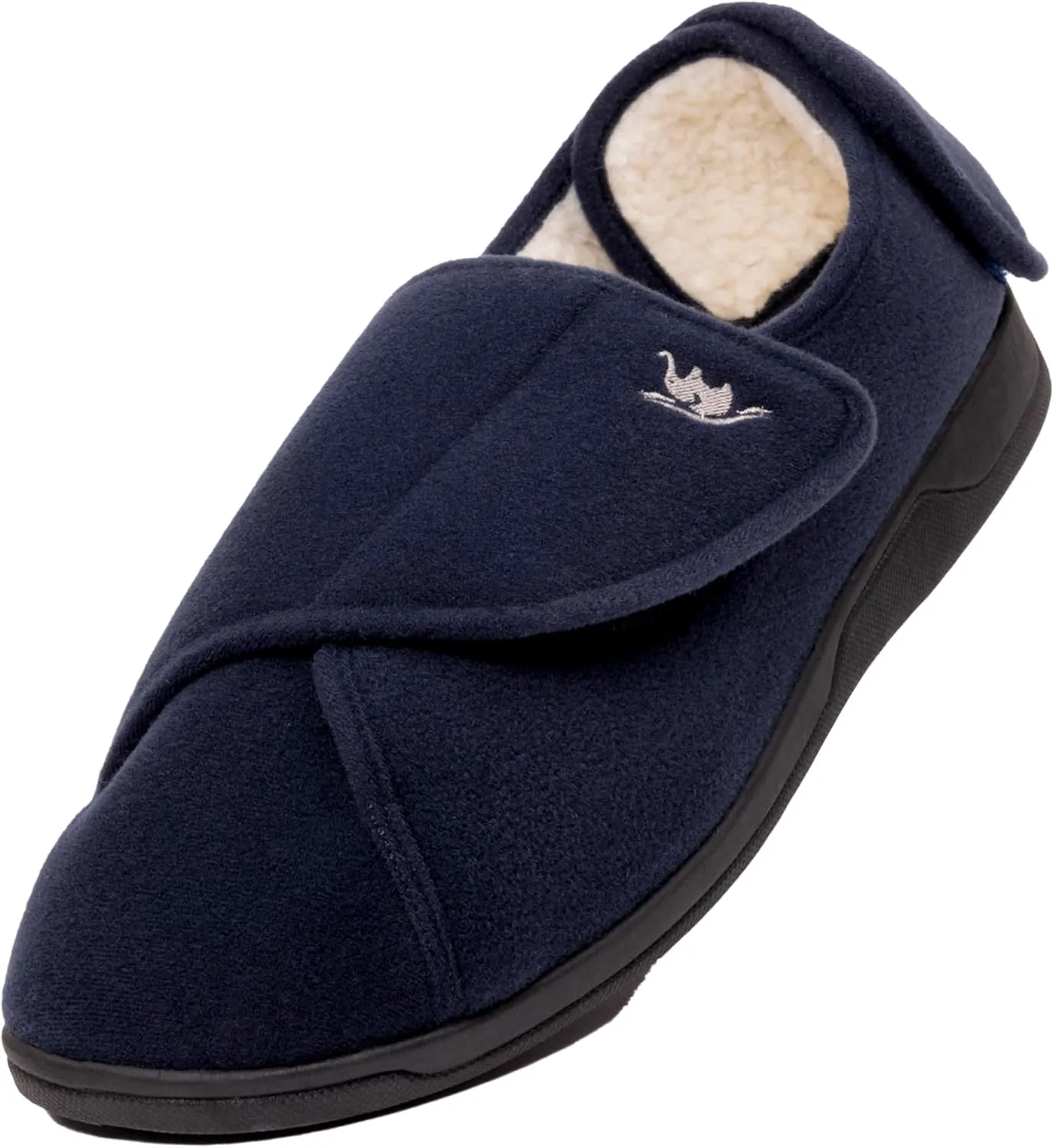 Women's Wide, Extra Wide 80-D Memory Foam Diabetic Slipper with Adjustable Closure Anti Slip Sole, Warm Plush Fleece Arthritis Edema Swollen Diabetic House Shoes