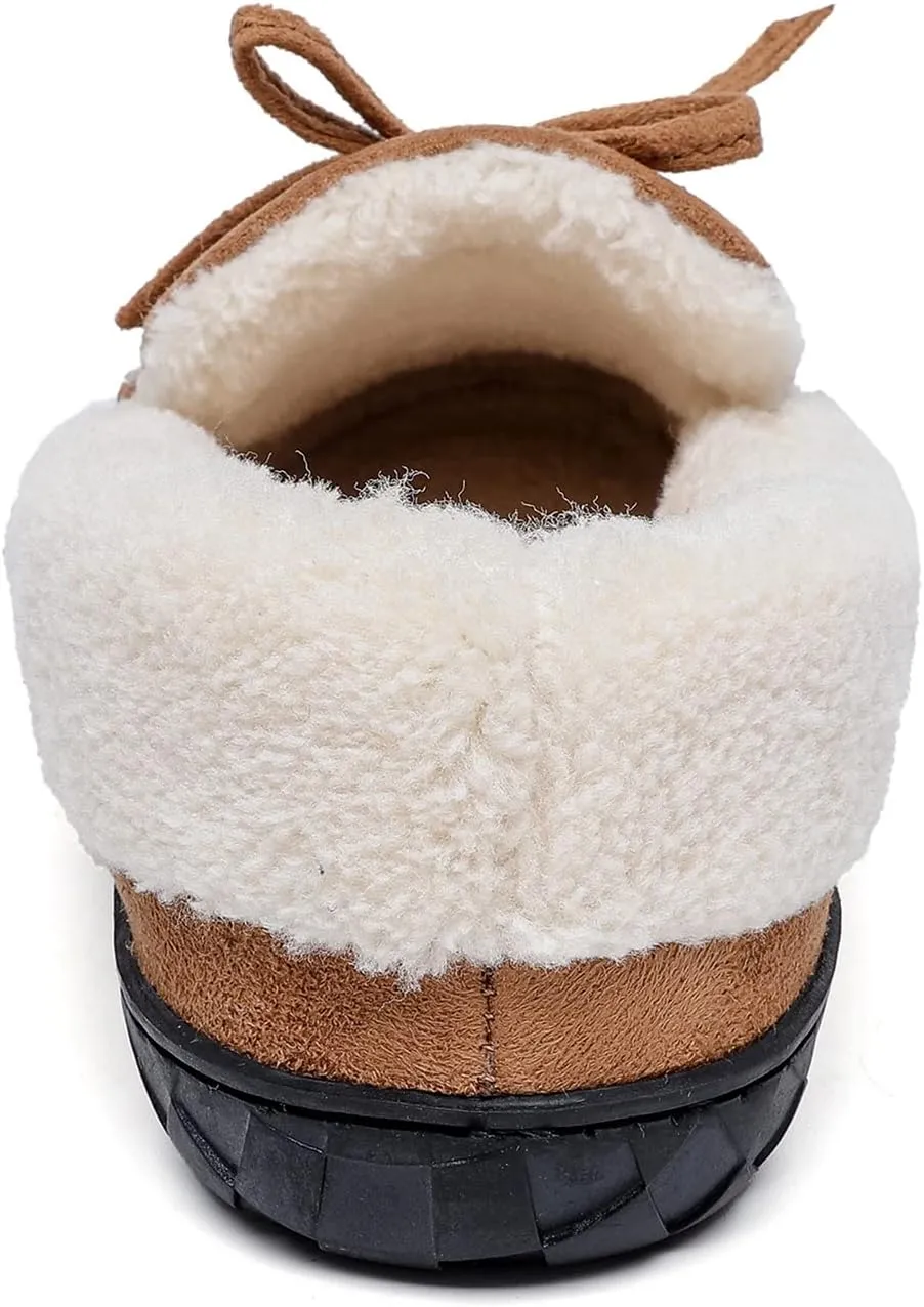 Womens Winter Memory Foam Cozy House Slipper Microsuede Moccasins Ladies Indoor Outdoor Warm Slippers