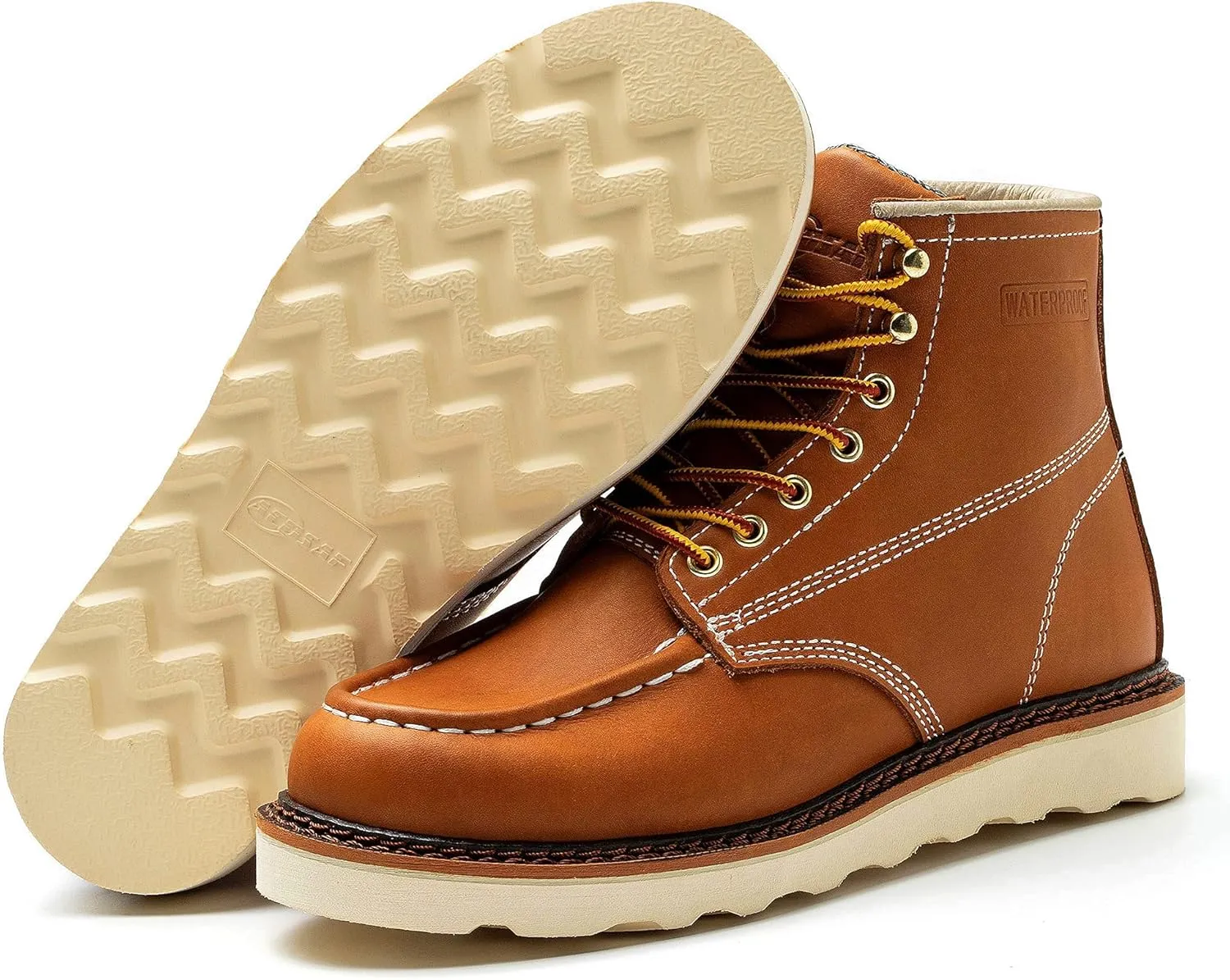 Work Boots for Men - 6 Inch Wedge Soft Toe Mens Work Boots, Waterproof Construction Work Shoes