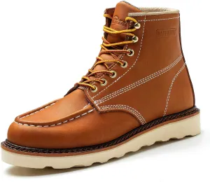 Work Boots for Men - 6 Inch Wedge Soft Toe Mens Work Boots, Waterproof Construction Work Shoes