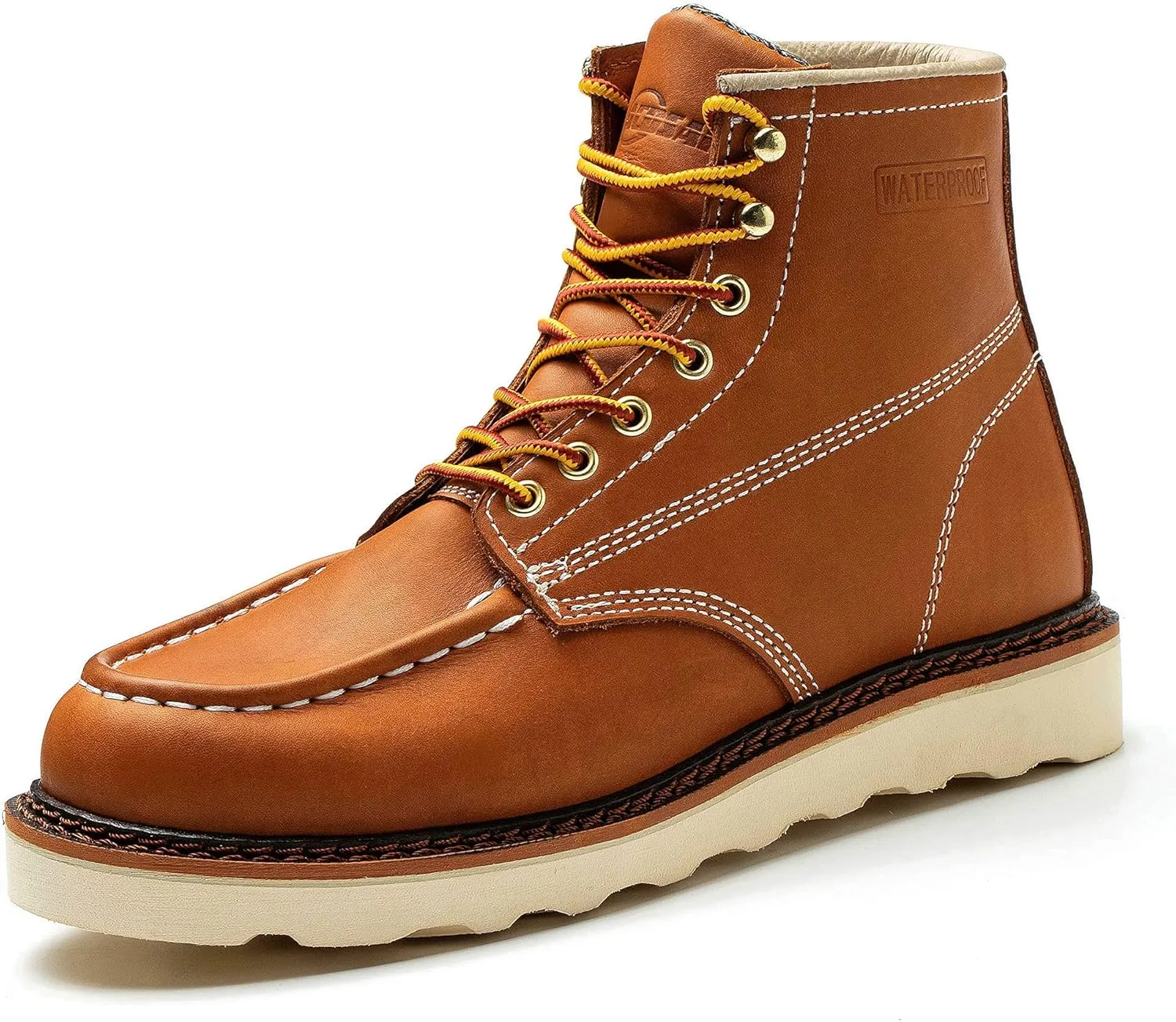 Work Boots for Men - 6 Inch Wedge Soft Toe Mens Work Boots, Waterproof Construction Work Shoes